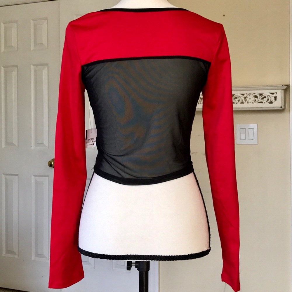 NWT BODY CENTRAL LONG SLEEVE TOP W/ BLACK SHEER - Picture 4 of 5